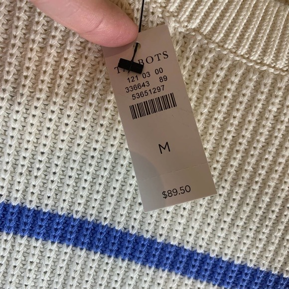 Talbots white and blue striped sweater NWT size Medium - Picture 5 of 10